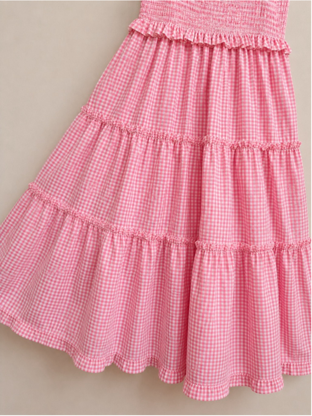 Simply Southern Pink White Gingham Seersucker Smocked Tiered Maxi Dress XXL Plus - Picture 7 of 10